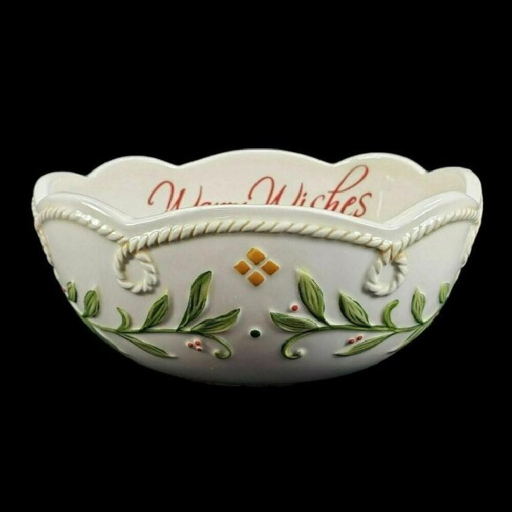Fitz & Floyd Warm Wishes Christmas Sentiment Oval Bowl Candy Dish‎ in Box